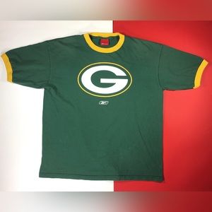 Reebok Green Bay Packers T Shirt Heavyweight Vintage NFL Brett Favre Era XL XXL